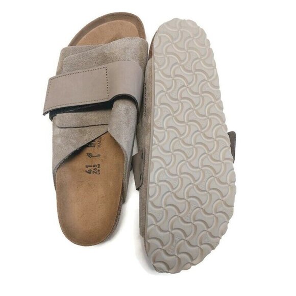 Birkenstock Kyoto Nubuck Suede Leather Sandals Womens 10 Mens 8 Taupe - Picture 8 of 10